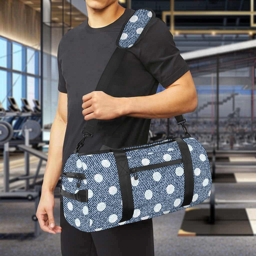 Polka Dot Denim Jeans Pattern Print Gym Bag