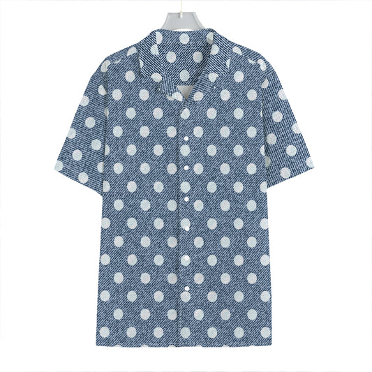 Polka Dot Denim Jeans Pattern Print Hawaiian Shirt