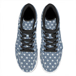 Polka Dot Denim Jeans Pattern Print High Top Leather Sneakers