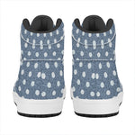 Polka Dot Denim Jeans Pattern Print High Top Leather Sneakers