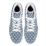 Polka Dot Denim Jeans Pattern Print High Top Leather Sneakers