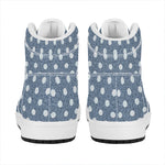 Polka Dot Denim Jeans Pattern Print High Top Leather Sneakers