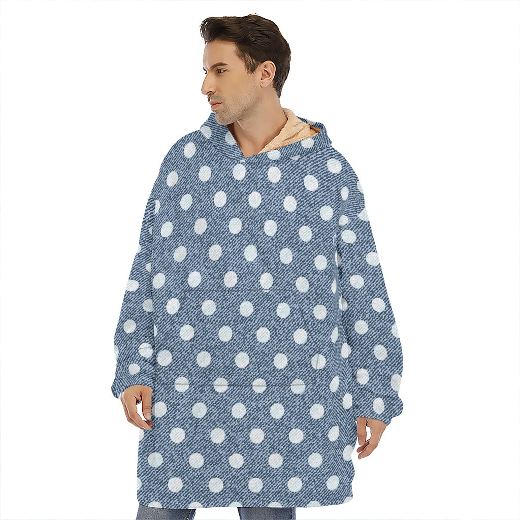 Polka Dot Denim Jeans Pattern Print Hoodie Blanket