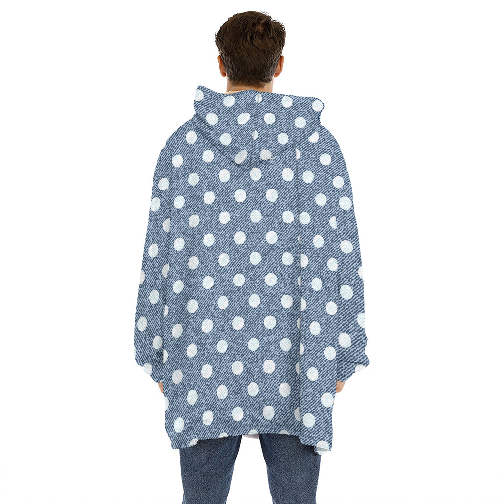 Polka Dot Denim Jeans Pattern Print Hoodie Blanket