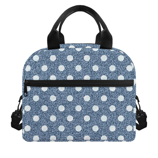 Polka Dot Denim Jeans Pattern Print Insulated Lunch Bag