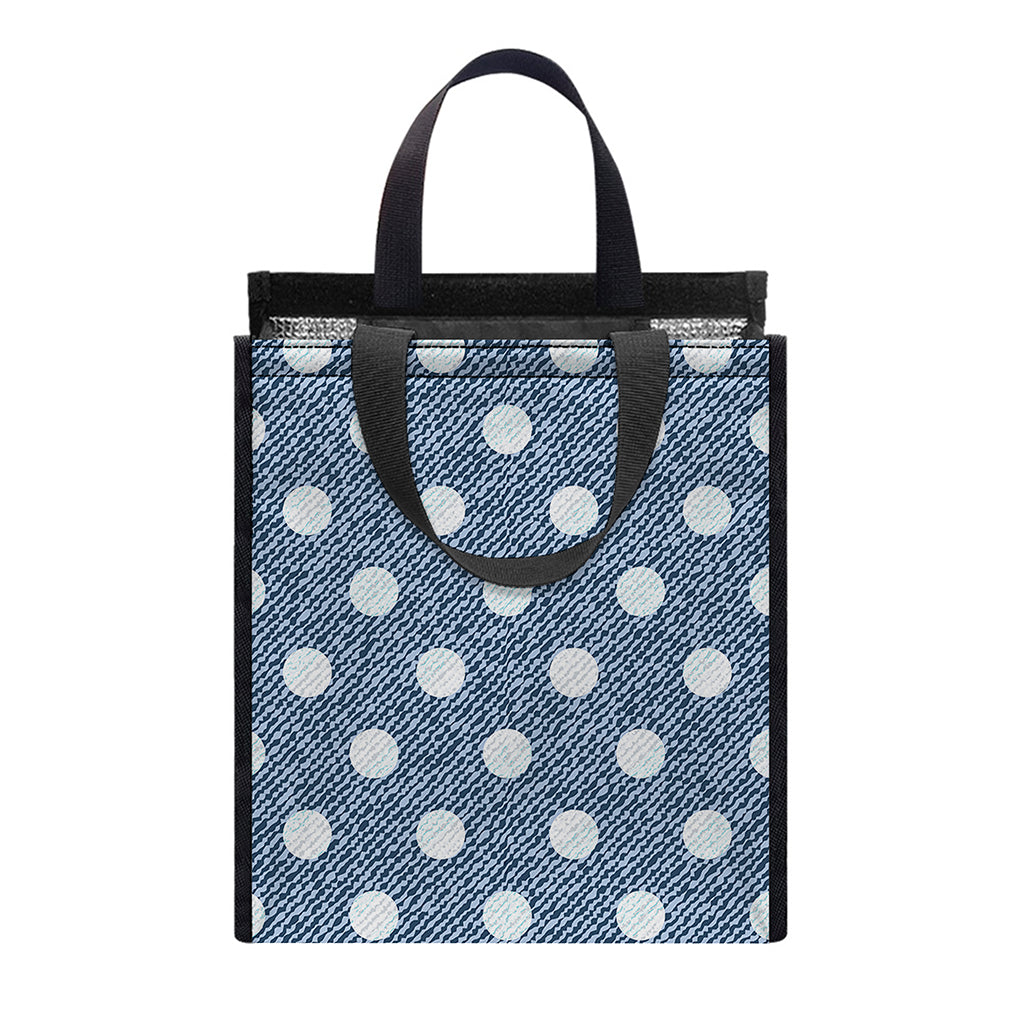 Polka Dot Denim Jeans Pattern Print Insulated Lunch Tote