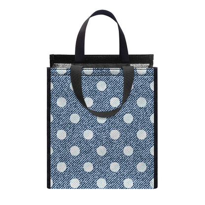 Polka Dot Denim Jeans Pattern Print Insulated Lunch Tote
