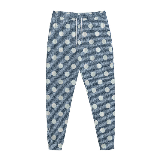 Polka Dot Denim Jeans Pattern Print Jogger Pants