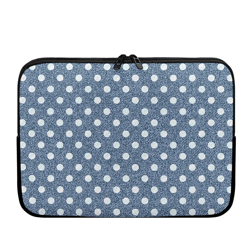 Polka Dot Denim Jeans Pattern Print Laptop Sleeve