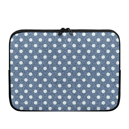 Polka Dot Denim Jeans Pattern Print Laptop Sleeve