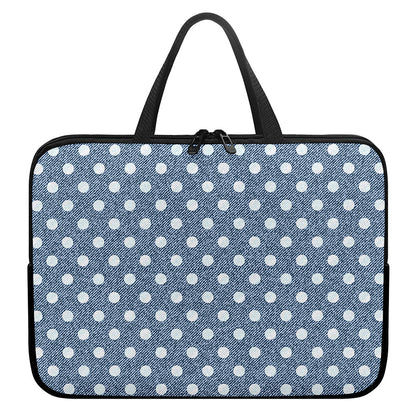 Polka Dot Denim Jeans Pattern Print Laptop Sleeve With Handle
