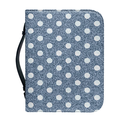 Polka Dot Denim Jeans Pattern Print Leather Bible Cover