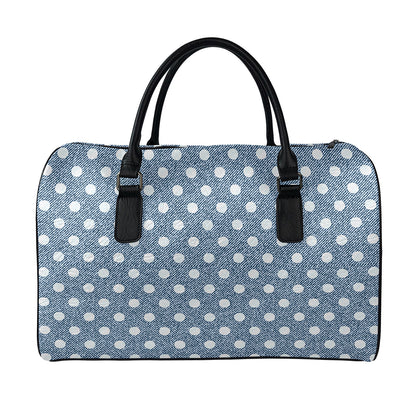 Polka Dot Denim Jeans Pattern Print Leather Duffle Bag