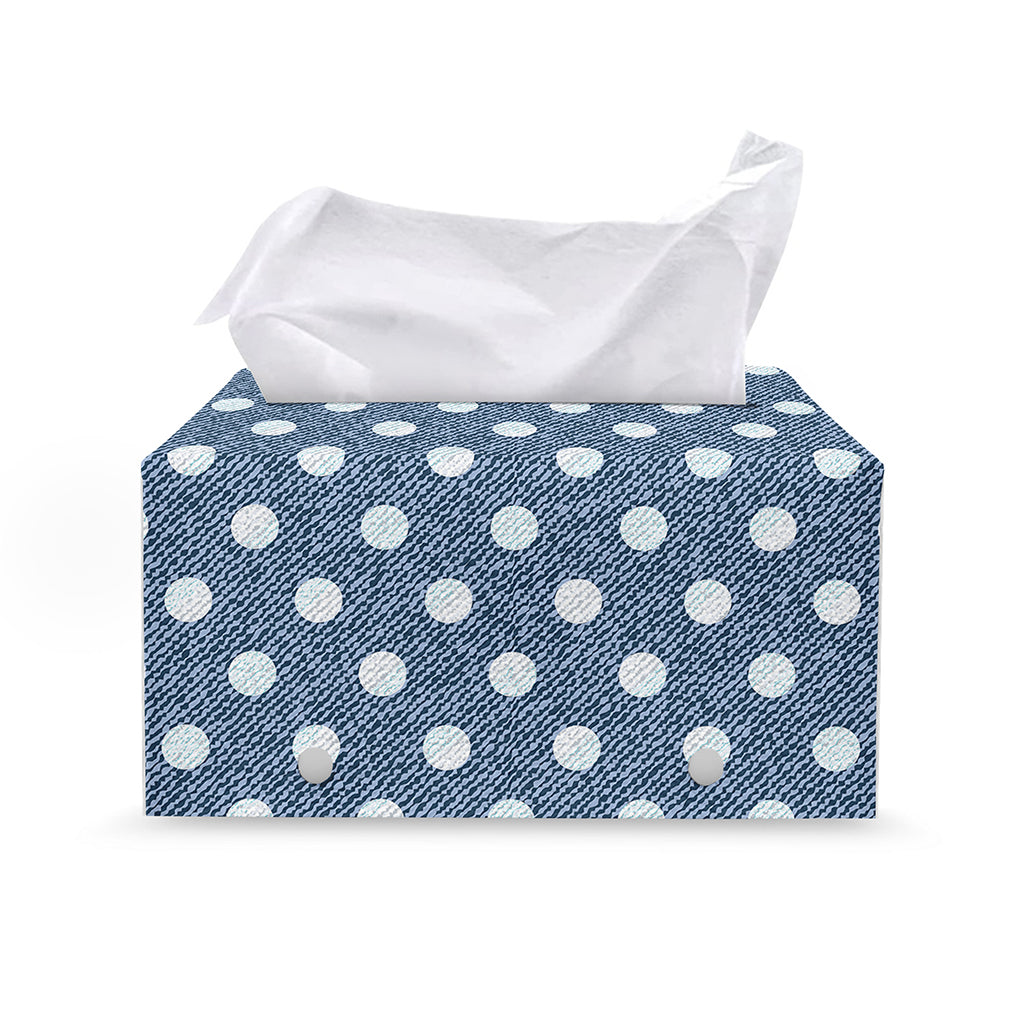 Polka Dot Denim Jeans Pattern Print Leather Tissue Box Cover