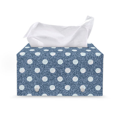 Polka Dot Denim Jeans Pattern Print Leather Tissue Box Cover