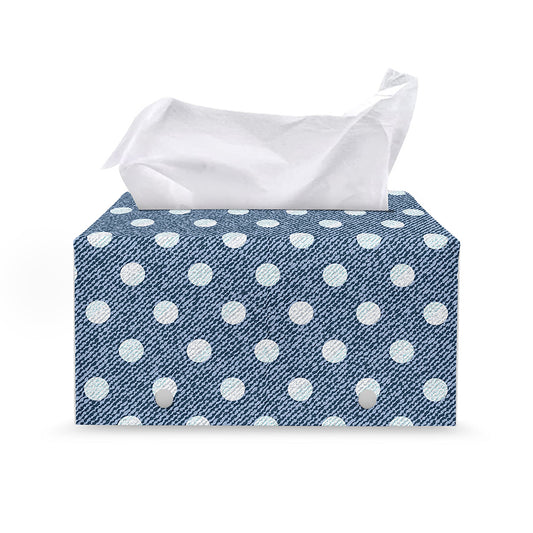 Polka Dot Denim Jeans Pattern Print Leather Tissue Box Cover
