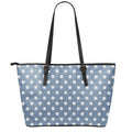 Polka Dot Denim Jeans Pattern Print Leather Tote Bag With Zipper