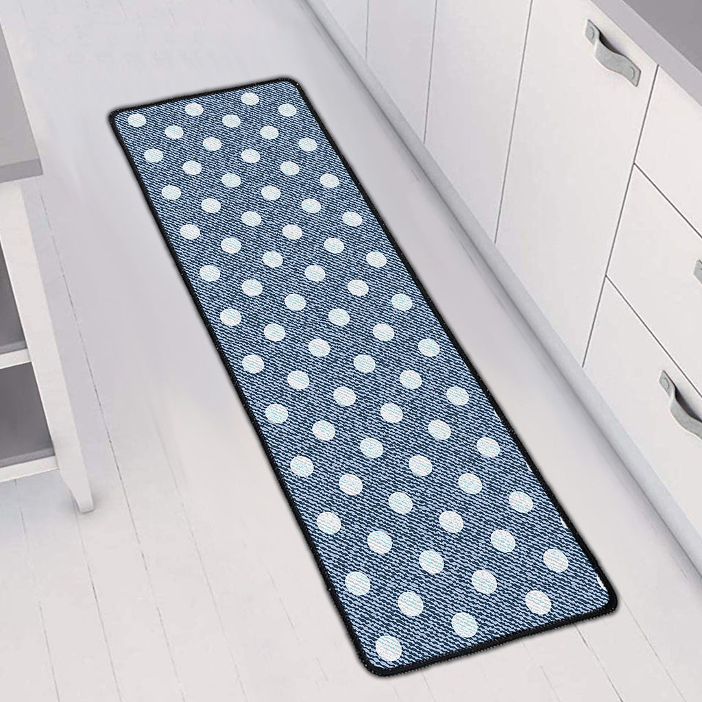 Polka Dot Denim Jeans Pattern Print Long Kitchen Mat