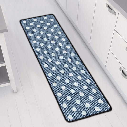Polka Dot Denim Jeans Pattern Print Long Kitchen Mat