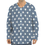 Polka Dot Denim Jeans Pattern Print Long Sleeve Baseball Jersey