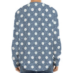 Polka Dot Denim Jeans Pattern Print Long Sleeve Baseball Jersey