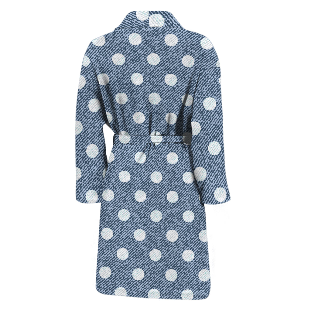 Polka Dot Denim Jeans Pattern Print Men's Bathrobe