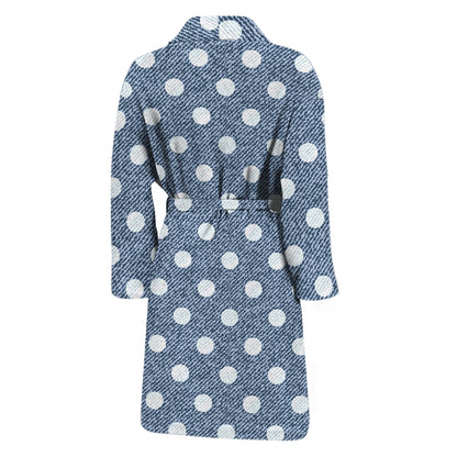Polka Dot Denim Jeans Pattern Print Men's Bathrobe
