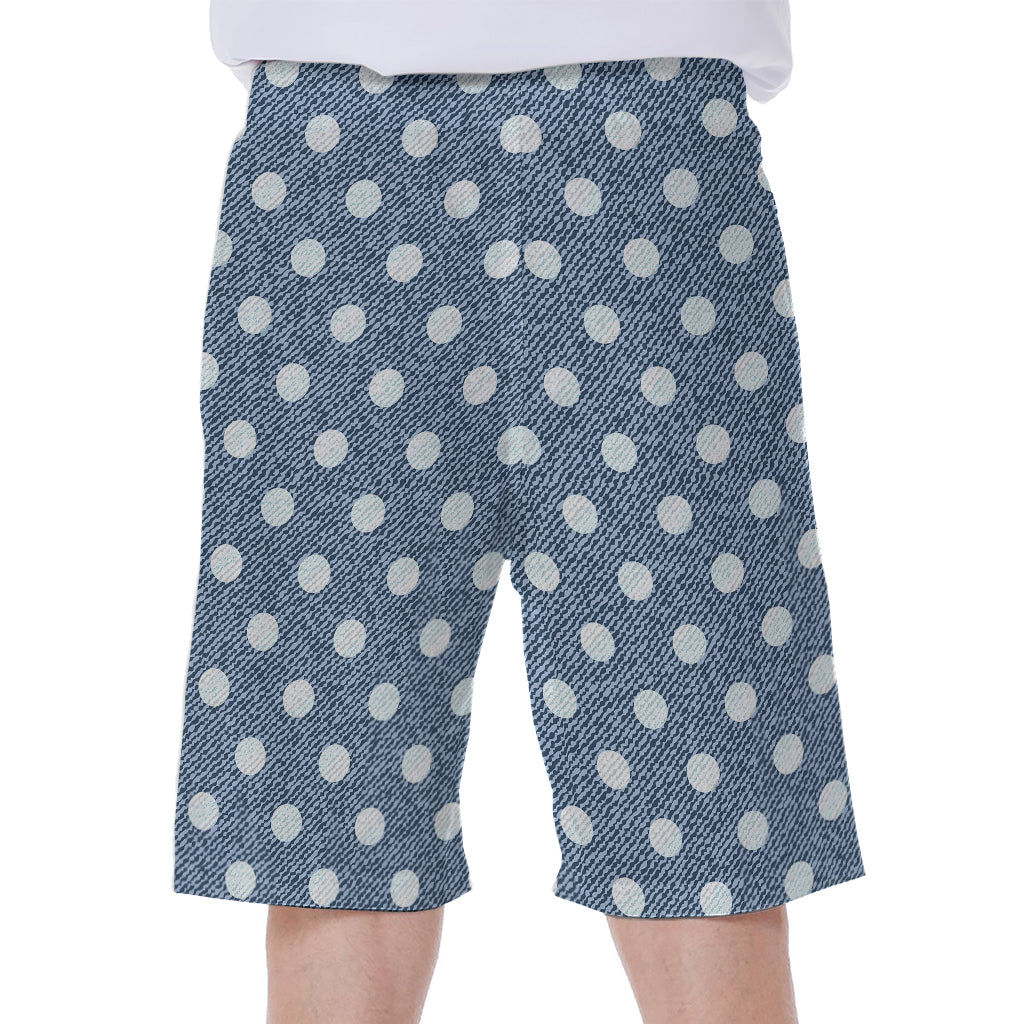 Polka Dot Denim Jeans Pattern Print Men's Beach Shorts