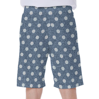 Polka Dot Denim Jeans Pattern Print Men's Beach Shorts