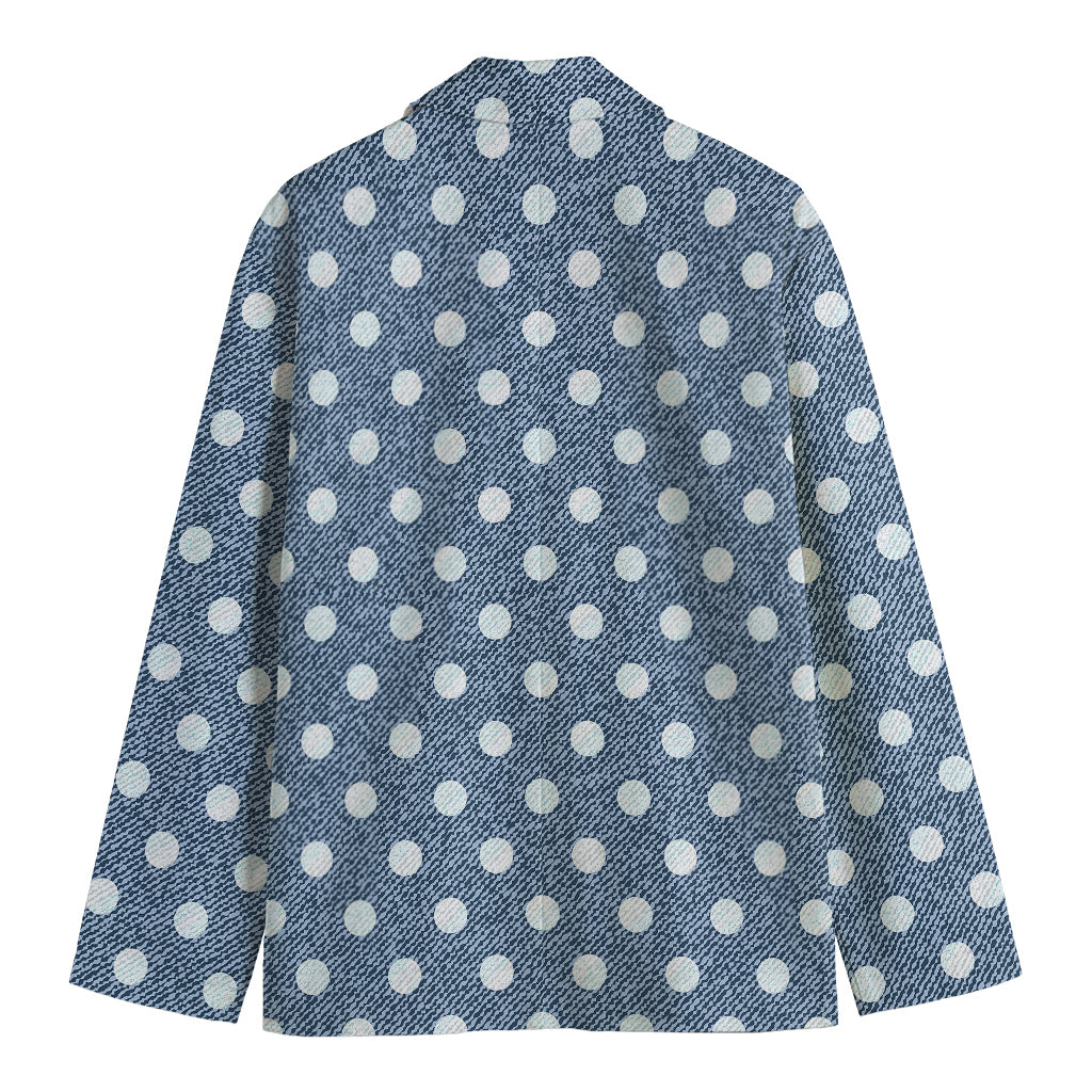 Polka Dot Denim Jeans Pattern Print Men's Blazer
