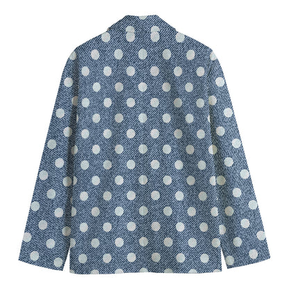 Polka Dot Denim Jeans Pattern Print Men's Blazer