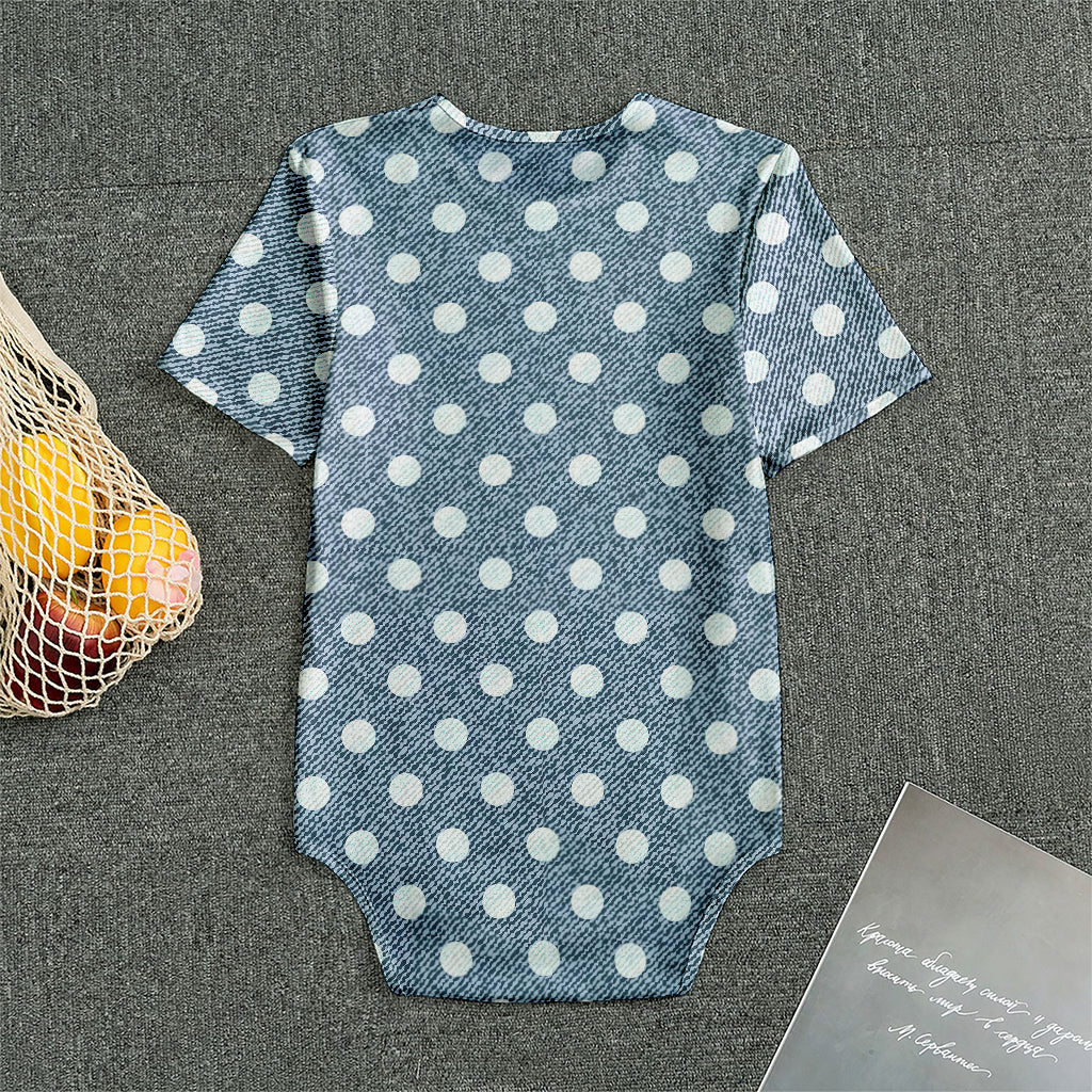 Polka Dot Denim Jeans Pattern Print Men's Bodysuit