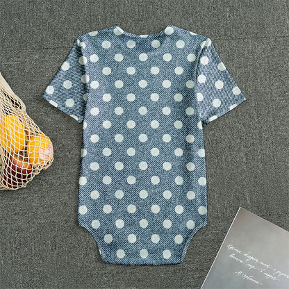 Polka Dot Denim Jeans Pattern Print Men's Bodysuit