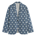 Polka Dot Denim Jeans Pattern Print Men's Cotton Blazer