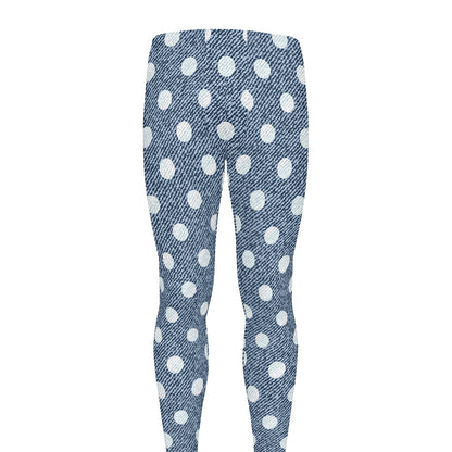 Polka Dot Denim Jeans Pattern Print Men's leggings