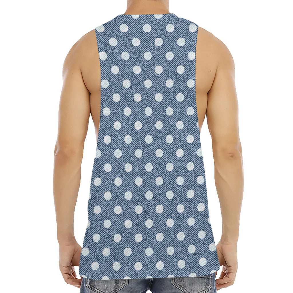 Polka Dot Denim Jeans Pattern Print Men's Muscle Tank Top