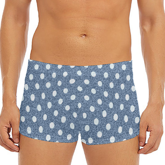Polka Dot Denim Jeans Pattern Print Men's Short Boxer Briefs
