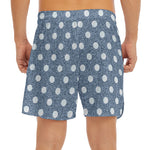 Polka Dot Denim Jeans Pattern Print Men's Split Running Shorts