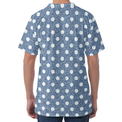Polka Dot Denim Jeans Pattern Print Men's Velvet T-Shirt