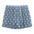 Polka Dot Denim Jeans Pattern Print Mesh Shorts