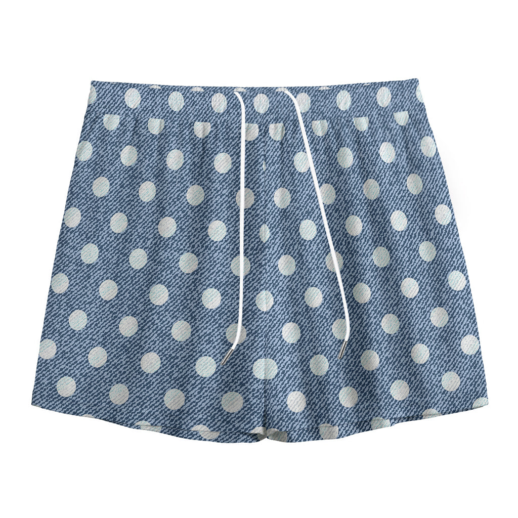 Polka Dot Denim Jeans Pattern Print Mesh Shorts
