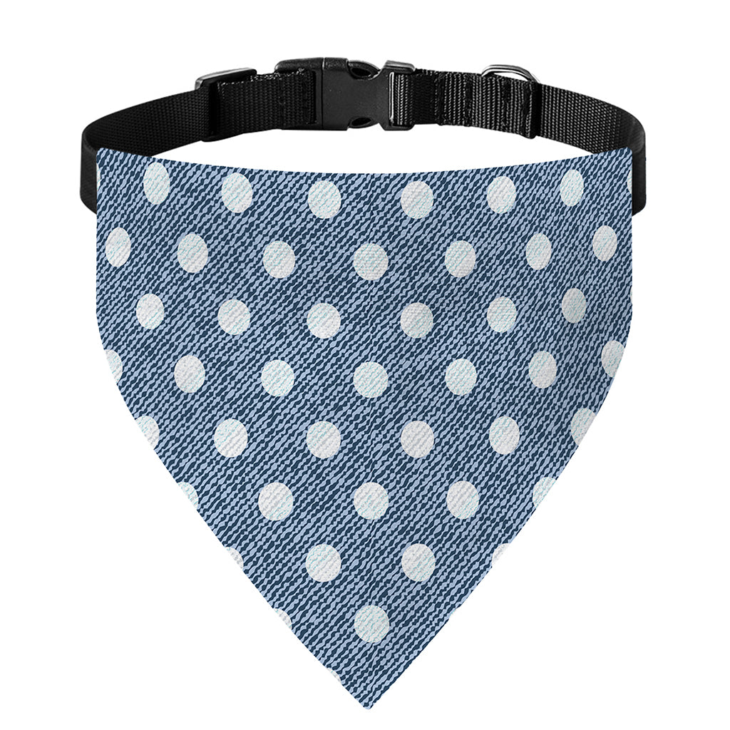 Polka Dot Denim Jeans Pattern Print Over The Collar Dog Bandana