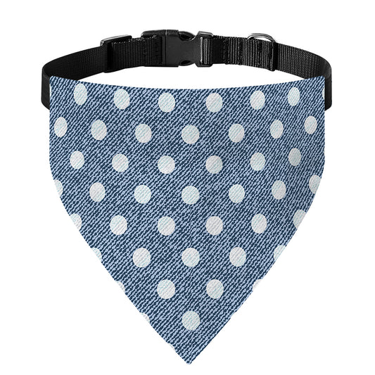 Polka Dot Denim Jeans Pattern Print Over The Collar Dog Bandana
