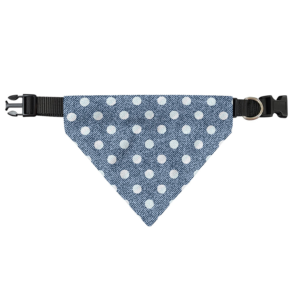 Polka Dot Denim Jeans Pattern Print Over The Collar Dog Bandana