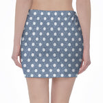 Polka Dot Denim Jeans Pattern Print Pencil Mini Skirt