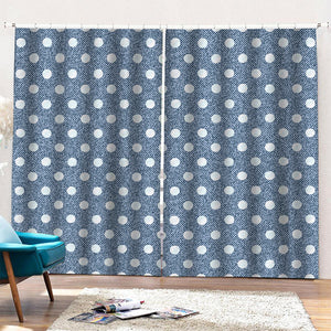 Polka Dot Denim Jeans Pattern Print Pencil Pleat Curtains