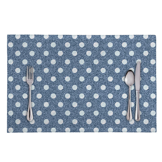 Polka Dot Denim Jeans Pattern Print Placemat