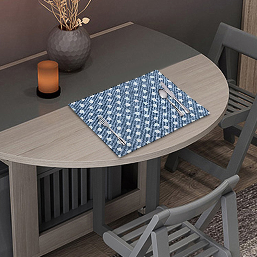 Polka Dot Denim Jeans Pattern Print Placemat
