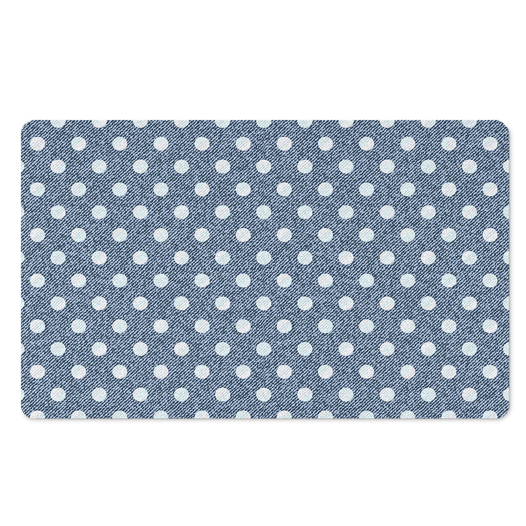 Polka Dot Denim Jeans Pattern Print Polyester Doormat