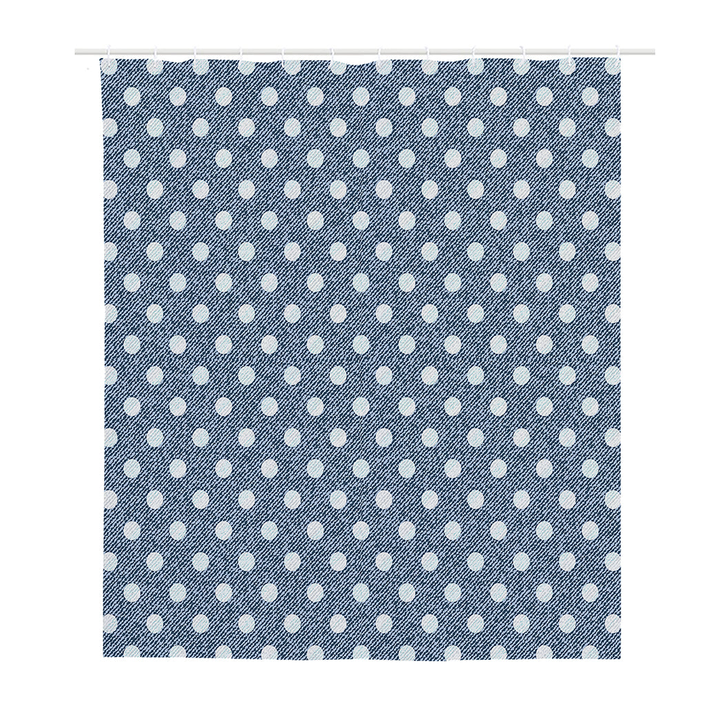 Polka Dot Denim Jeans Pattern Print Polyester Shower Curtain